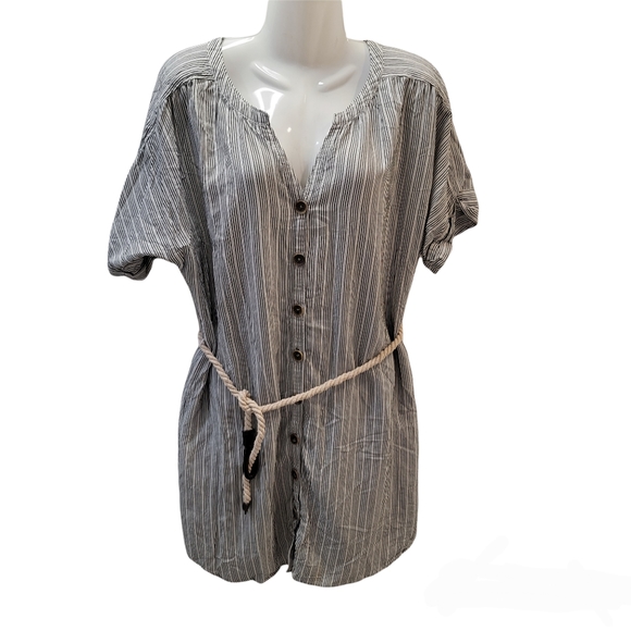 Sanctuary Striped Black and White Button Down Ellis Shirt Dress, Size M - Picture 3 of 12